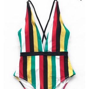 Cupshe Colorful Balloon Stripe One-piece Swimsuit